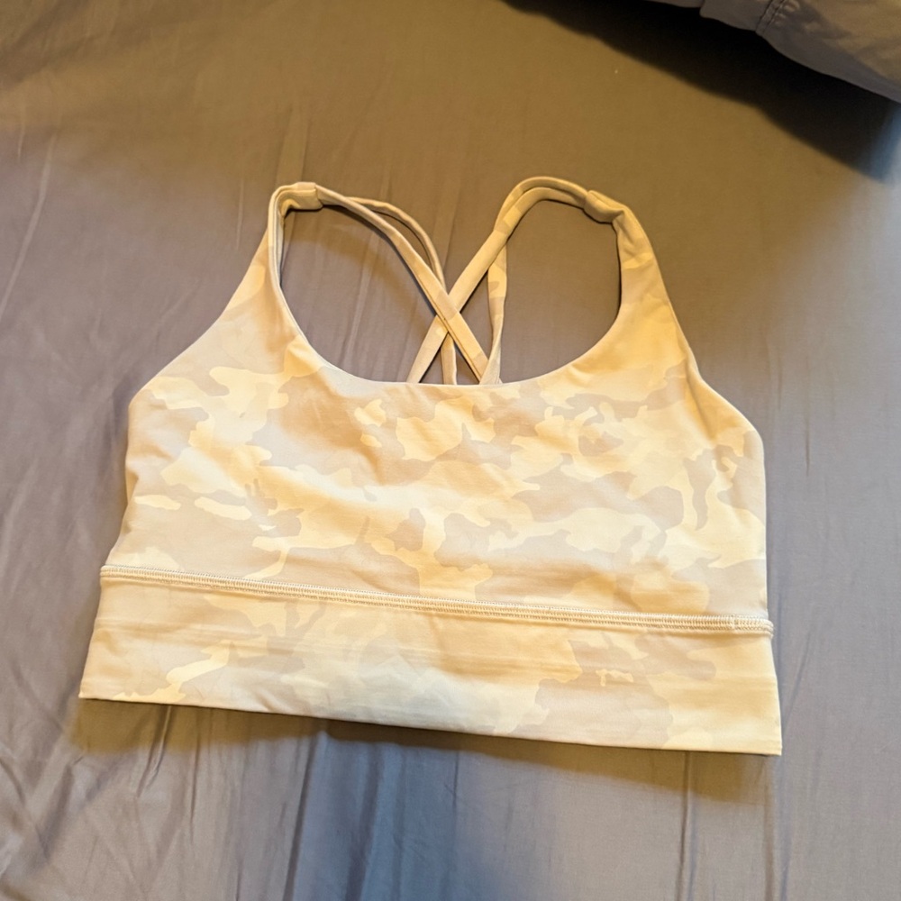 Lululemon Energy Longline Incognito Camo Alpine White Sports Bra